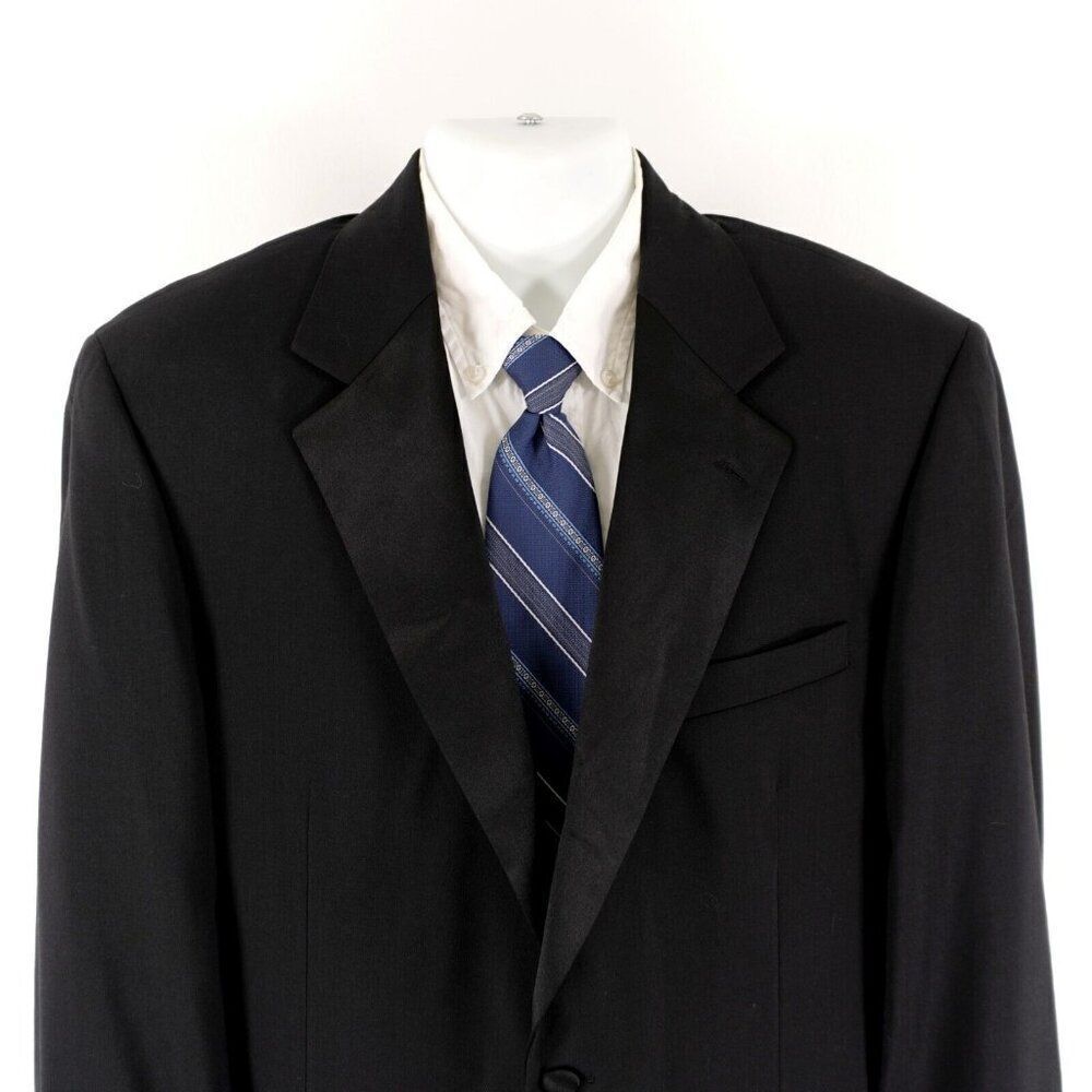 Stafford Essentials Black Wool 1 Felt Button Tuxedo Jacket 40L Or Slim‎ 42L